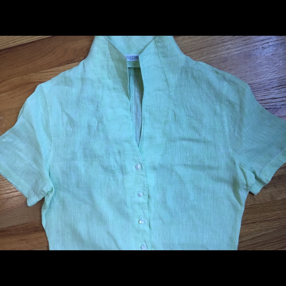 Naracamicie light green linen blouse - Picture 10 of 12